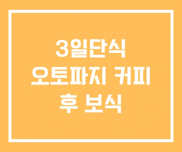 3일단식 오토파지 커피 후 보식