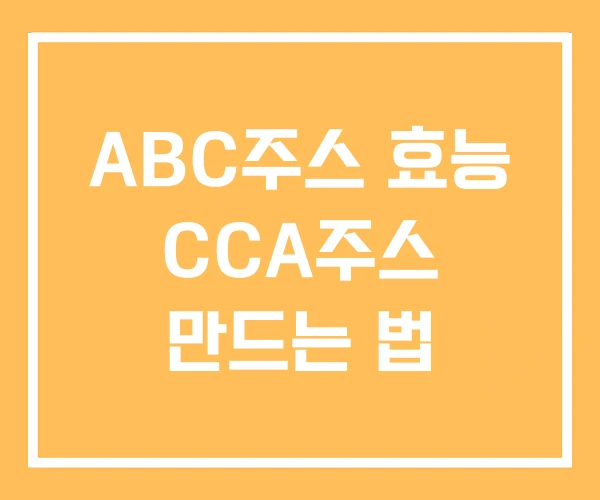 ABC주스 효능 CCA주스 만드는 법