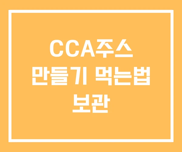 CCA주스 만들기 먹는법 보관
