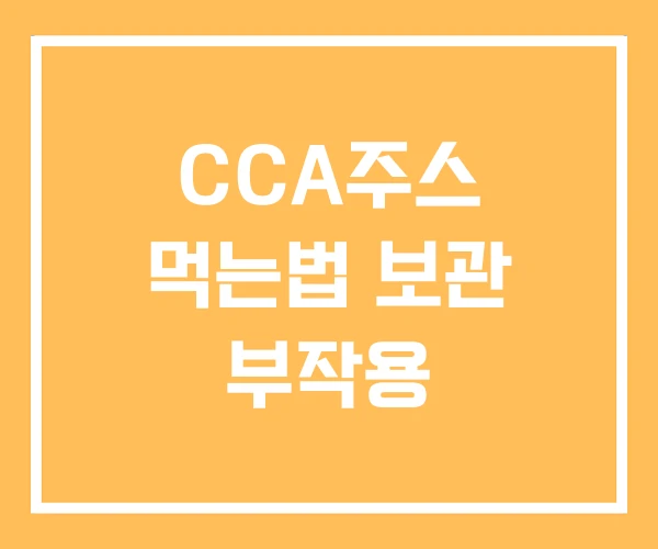 CCA주스 먹는법 보관 부작용