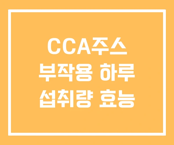 CCA주스 부작용 하루 섭취량 효능