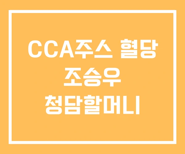 CCA주스 혈당 조승우 청담할머니