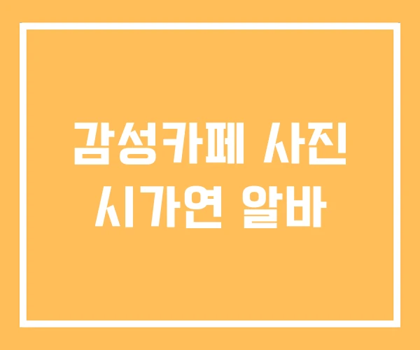 감성카페 사진 시가연 알바