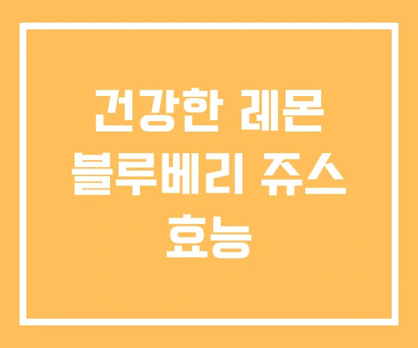 건강한 레몬 블루베리 쥬스 효능