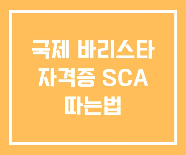 국제 바리스타 자격증 SCA 따는법 국제 바리스타 자격증 SCA 따는법