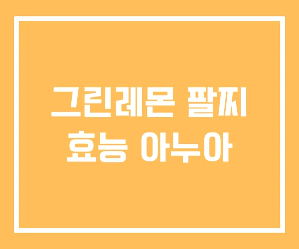 그린레몬 팔찌 효능 아누아