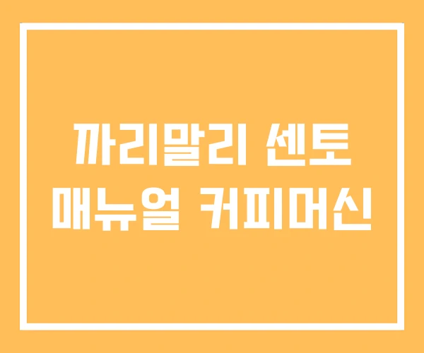 까리말리 센토 매뉴얼 커피머신