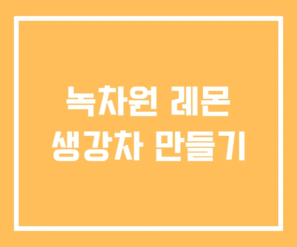 녹차원 레몬 생강차 만들기