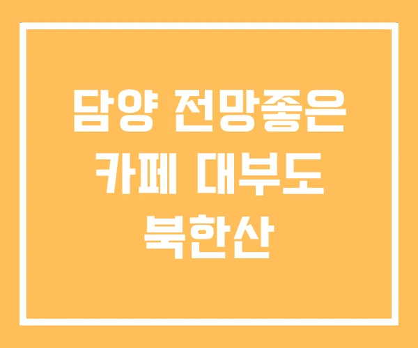 담양 전망좋은 카페 대부도 북한산