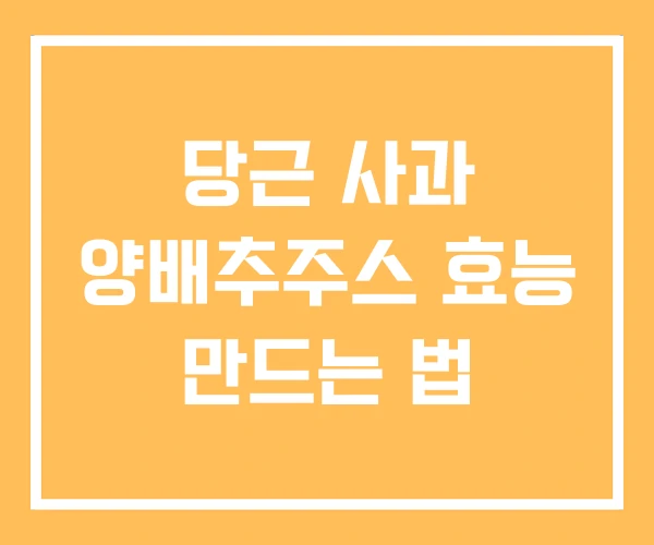 당근 사과 양배추주스 효능 만드는 법