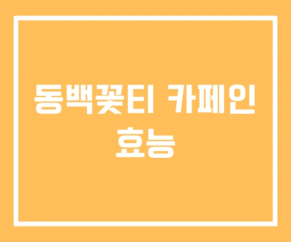 동백꽃티 카페인 효능