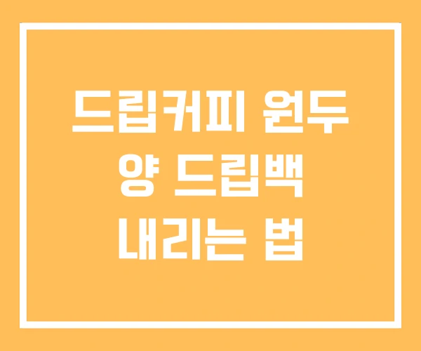 드립커피 원두 양 드립백 내리는 법