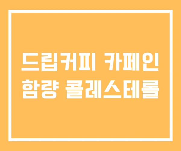 드립커피 카페인 함량 콜레스테롤