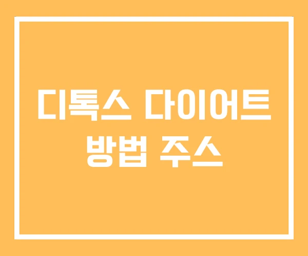 디톡스 다이어트 방법 주스