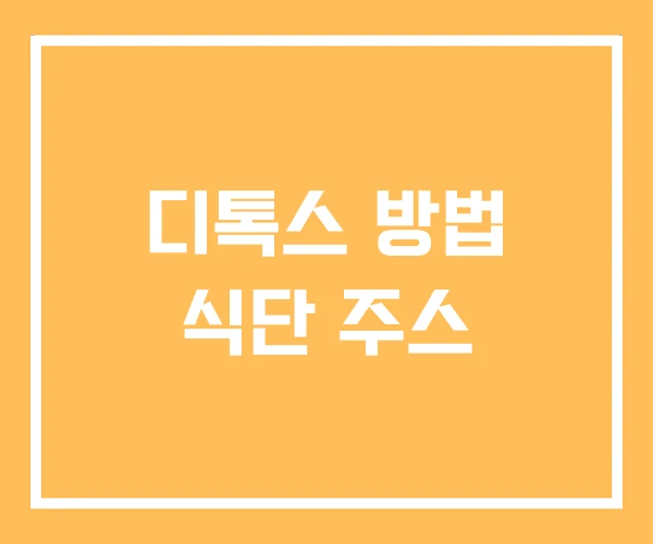 디톡스 방법 식단 주스