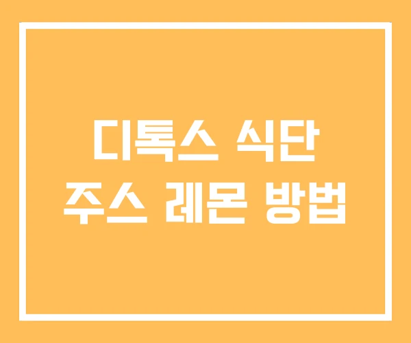 디톡스 식단 주스 레몬 방법 디톡스 식단 주스 레몬 방법