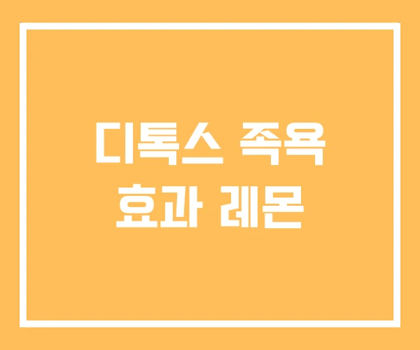 디톡스 족욕 효과 레몬