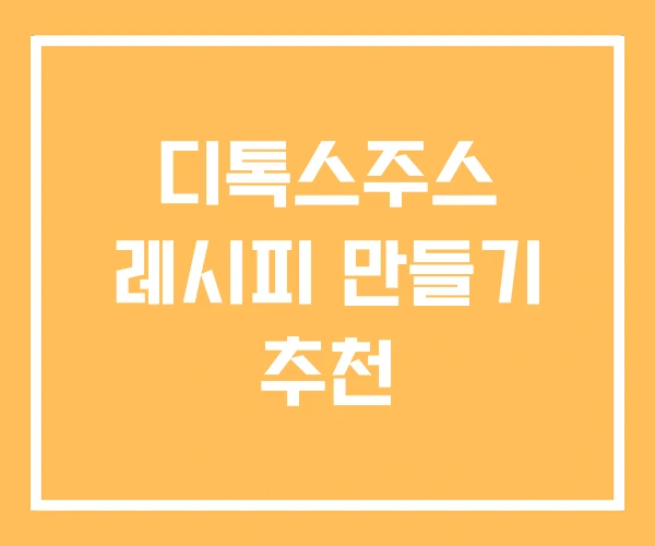 디톡스주스 레시피 만들기 추천