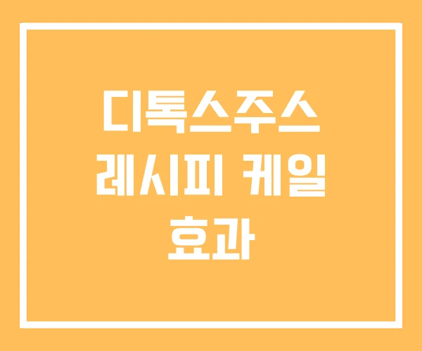 디톡스주스 레시피 케일 효과