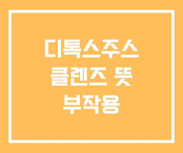 디톡스주스 클렌즈 뜻 부작용