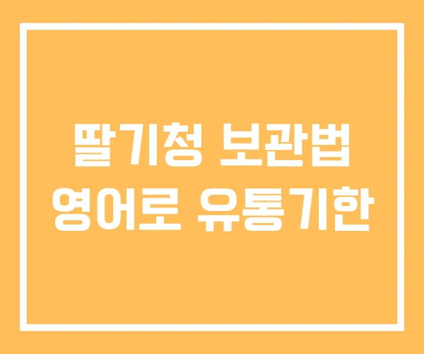 딸기청 보관법 영어로 유통기한