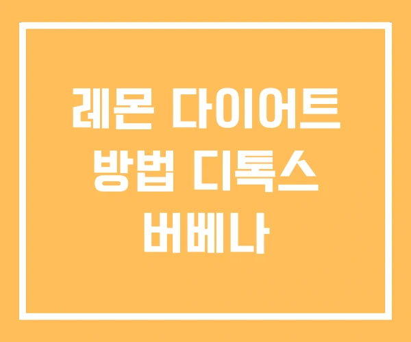 레몬 다이어트 방법 디톡스 버베나