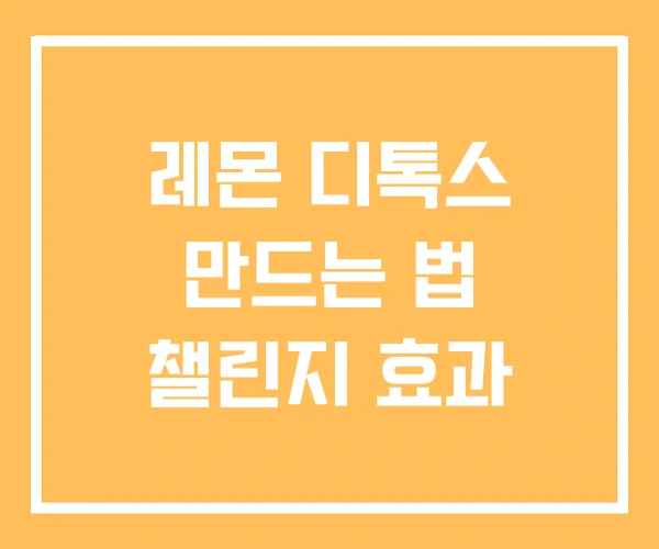 레몬 디톡스 만드는 법 챌린지 효과