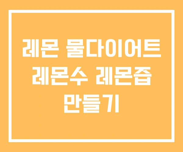 레몬 물다이어트 레몬수 레몬즙 만들기