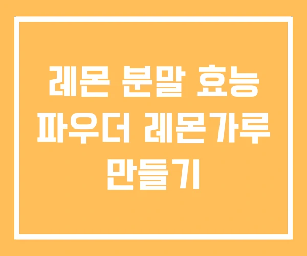 레몬 분말 효능 파우더 레몬가루 만들기