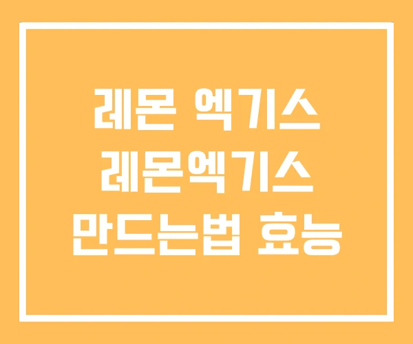 레몬 엑기스 레몬엑기스 만드는법 효능