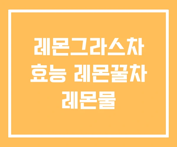 레몬그라스차 효능 레몬꿀차 레몬물