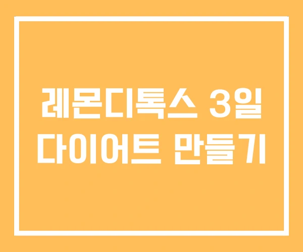 레몬디톡스 3일 다이어트 만들기