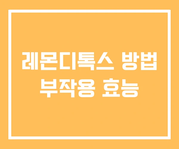 레몬디톡스 방법 부작용 효능 레몬디톡스 방법 부작용 효능