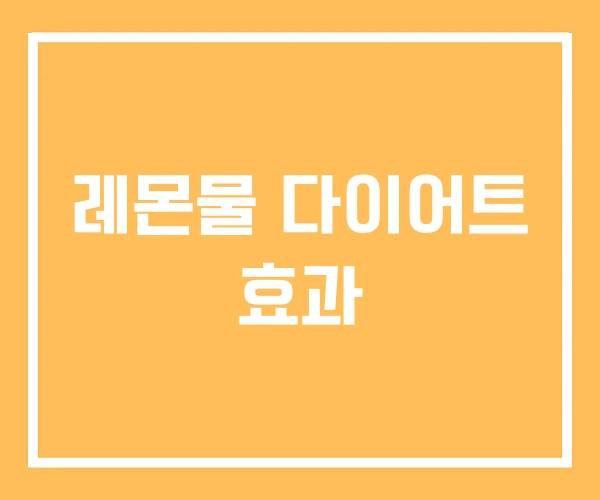 레몬물 다이어트 효과