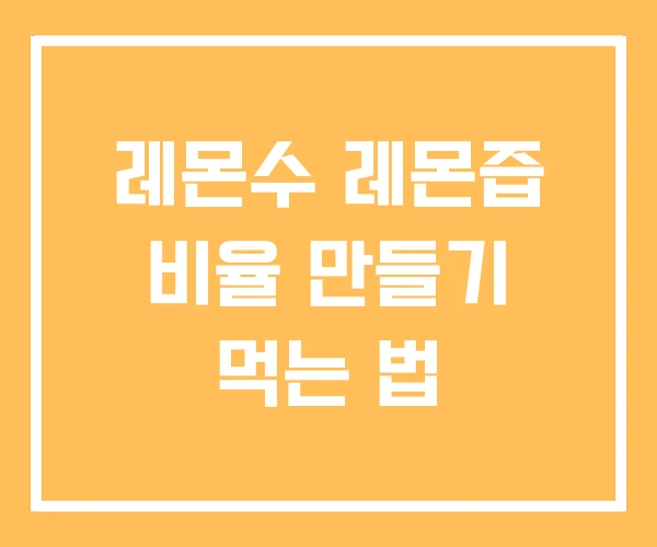 레몬수 레몬즙 비율 만들기 먹는 법