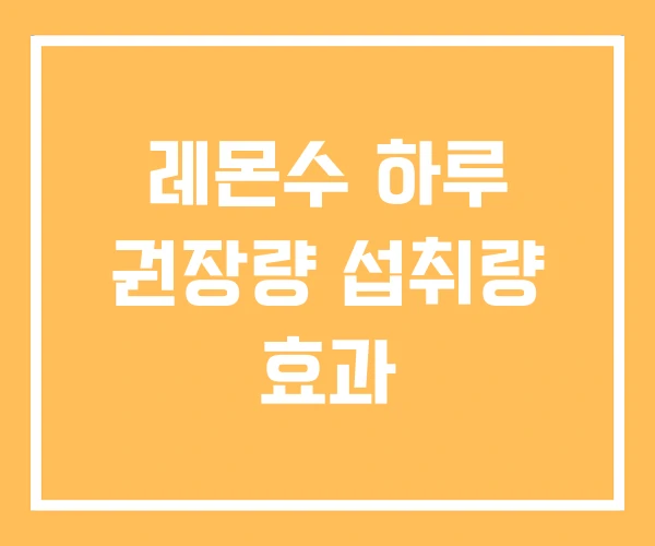 레몬수 하루 권장량 섭취량 효과 레몬수 하루 권장량 섭취량 효과