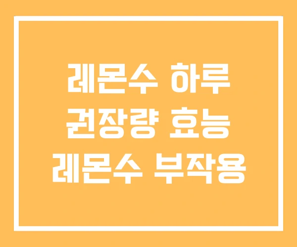 레몬수 하루 권장량 효능 레몬수 부작용