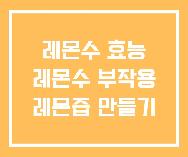 레몬수 효능 레몬수 부작용 레몬즙 만들기