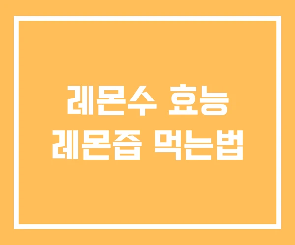 레몬수 효능 레몬즙 먹는법