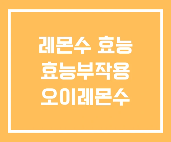 레몬수 효능 효능부작용 오이레몬수