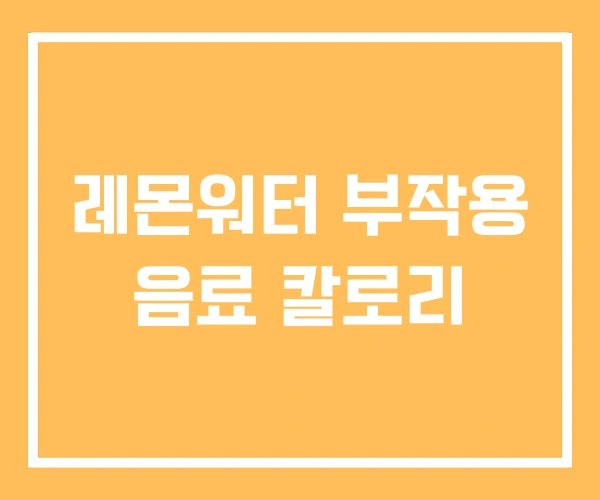 레몬워터 부작용 음료 칼로리