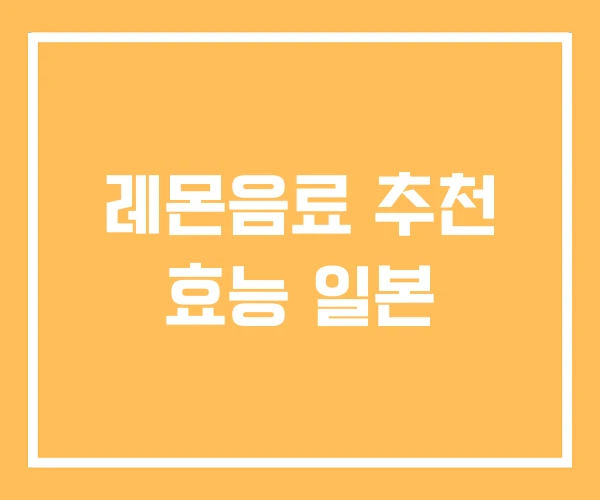 레몬음료 추천 효능 일본