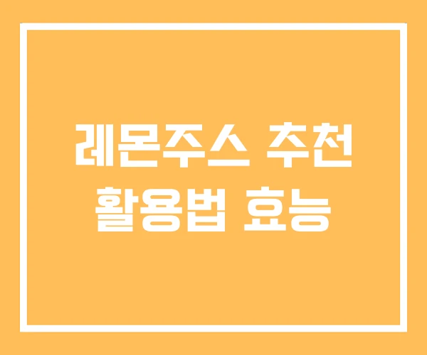레몬주스 추천 활용법 효능