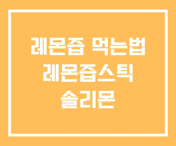 레몬즙 먹는법 레몬즙스틱 솔리몬