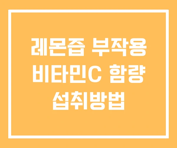 레몬즙 부작용 비타민C 함량 섭취방법