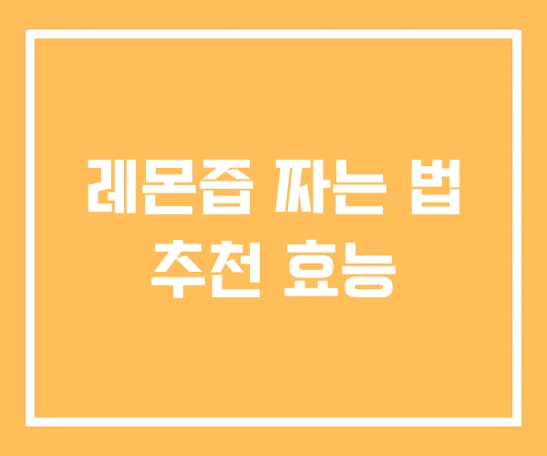 레몬즙 짜는 법 추천 효능