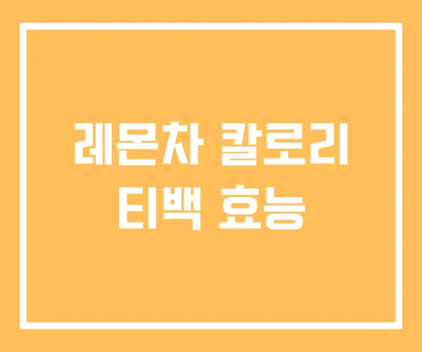 레몬차 칼로리 티백 효능