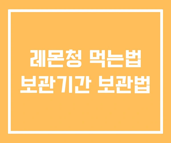 레몬청 먹는법 보관기간 보관법