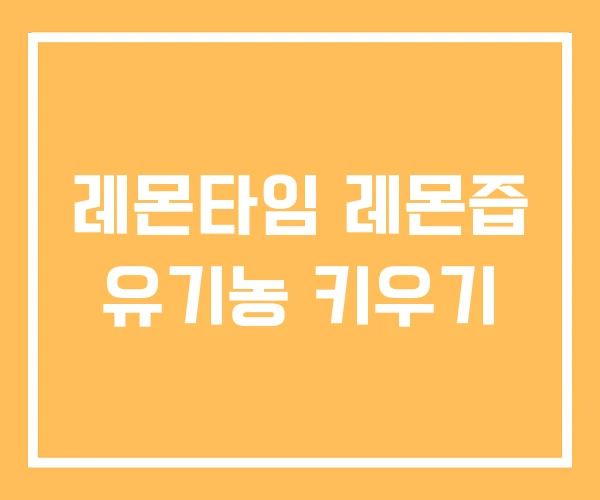 레몬타임 레몬즙 유기농 키우기 레몬타임 레몬즙 유기농 키우기