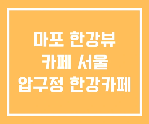 마포 한강뷰 카페 서울 압구정 한강카페